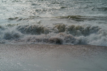 Atlantic ocean shore of Biscay Bay in summer day in Basque country near Bilbao city. Natural background, suitable for banner, postcard, greeting card, poster. High resolution photography.