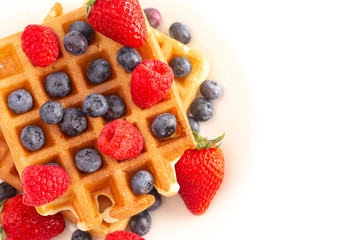 Berry Waffles Isolated on a White Background