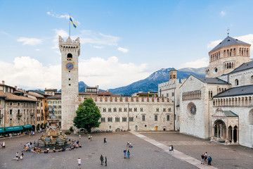 TRENTO, ITALY - JULY 18, 2019 - San Vigilio Cathedral, a Roman Catholic cathedral in Trento,...