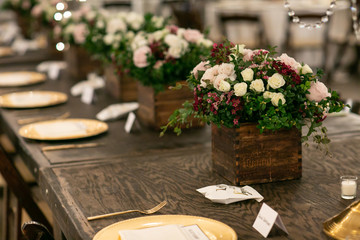 flowers on table at wedding reception