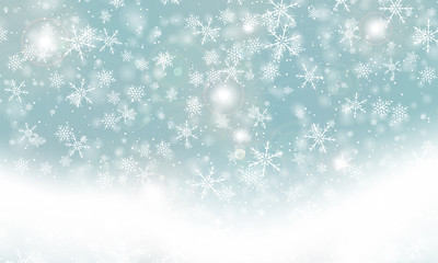 Naklejka na ściany i meble Falling snow background. Vector illustration