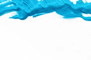 Cercles muraux Cristaux Vague moderne pour blor avec une texture de sable bleu sur la maquette de la vue de dessus de fond blanc