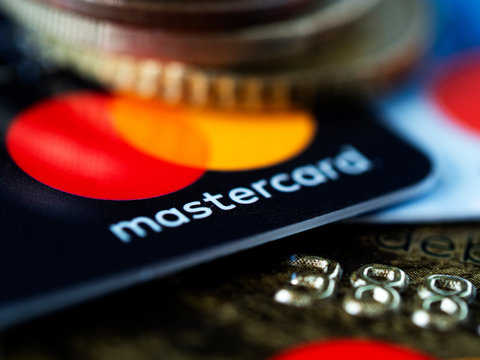 Kiev, Ukraine, July 2, 2019. clouse up of Mastercard