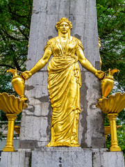 Detail of the fountain Hotmannspief in Aachen, North Rhine-Westphalia Germany from 1830