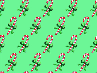 Christmas gingerbread seamless pattern. Ginger cookies on colored background. Watercolor illustration. Cute Xmas background for wallpaper, gift paper, pattern fills, textile, greetings cards