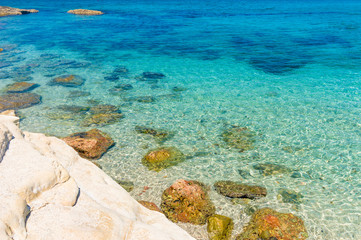 Naklejka na ściany i meble Coast rocks of the Mediterranean sea, Crete, Greece