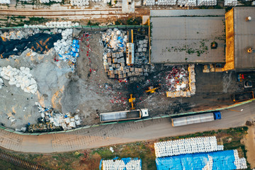 Aerial drone photography of an old industry area. 