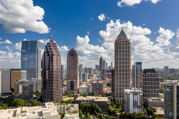 Aerial view Midtown to Downtown Atlanta 