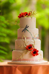 Fancy decorated wedding cake.