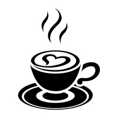 Black Cappuccino Icon with Heart isolated on a White Background Vector Illustration