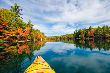Kayak on fall lake