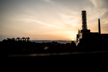 Creative artwork decoration. Chernobyl nuclear power plant at night. Layout of abandoned Chernobyl...