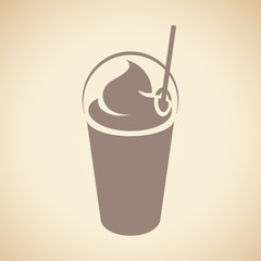 Brown Frappuccino with a Lid and Straw Icon isolated on a Beige Background Vector Illustration