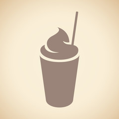 Brown Frappuccino with a Straw Icon isolated on a Beige Background Vector Illustration