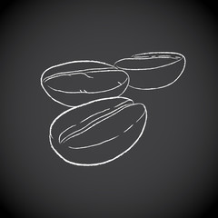 Chalkboard Drawing of Coffee Beans Icon on a Blackboard Vector Illustration