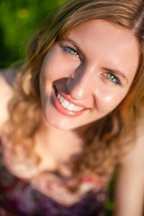 Closeup Portrait of Happy Smiling Caucasian Blond Woman