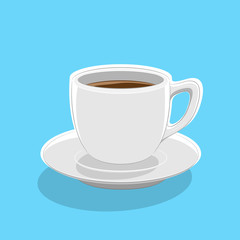 Coffee Cup Icon on a Blue Background Vector Illustration