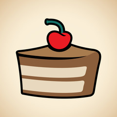 Colorful Cake Icon isolated on a Beige Background Vector Illustration