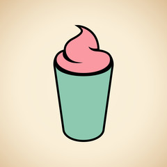 Green and Pink Frappuccino Icon isolated on a Beige Background Vector Illustration