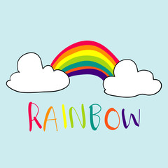 colorful doodle rainbow illustration handdrawn cartoon kawaii style