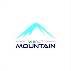 simple modern flat blue snow mountain logo design idea