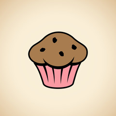 Muffin Icon isolated on a Beige Background Vector Illustration