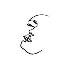 One Line Beautiful Woman's Face. Continuous line Portrait of a girl In a Modern Minimalist Style. Vector Illustration.