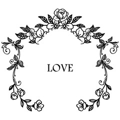 Element design romantic for card love, with feature leaves and flower frame. Vector