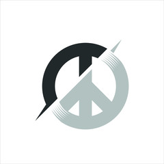 simple black grey round rustic peace symbol icon idea