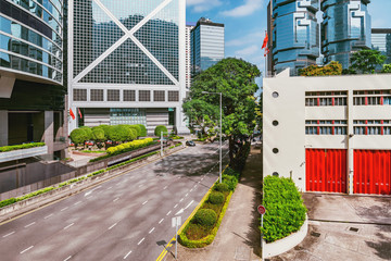 Fototapeta na wymiar Day view of the central city street. Hong Kong.