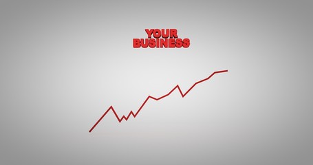 Obraz premium 3d rendered illustration of white pedestal in a white background, and bright red letters saying ,,your business,, For your bussines or products. Copy space.