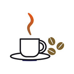 カフェ　シンプル　コーヒーカップ　コーヒー豆