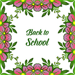 Banner back to school, with texture of leaf flower frame elegant. Vector