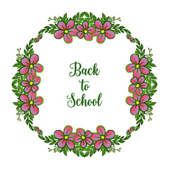 Poster back to school, handwritten calligraphic text, with graphic design element of wreath frame. Vector