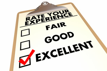 Rate Your Experience Checklist Grade Survey 3d Illustration