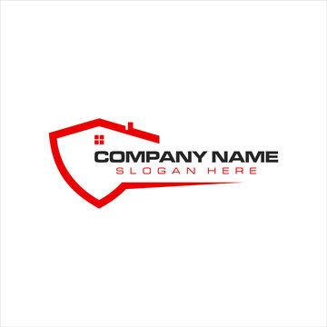 property logo simple rectangle badge home security design idea