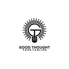 good thought initial GT bulb vector logo design