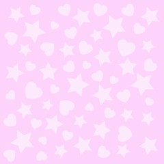heart star abstract texture Pettern wallpaper design on pink background Vector illustration
