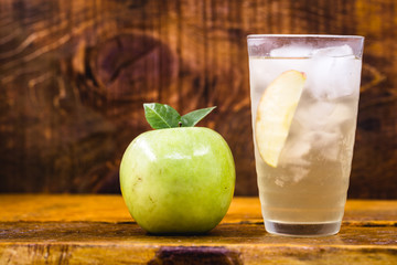 Homemade Apfelsaftschorle or Gespritzt Apfelsaft in Germany is a popular soda in Switzerland, Germany and Austria. Consists of carbonated mineral water and apple juice. Spritzer is called Weinschorle