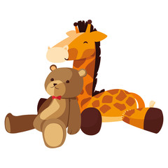 baby toy bear giraffe vector ilustration