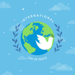International peace day vector poster, Vector illustration International Peace Day with dove, 21 september day of peace background template use for banner and poster design element.