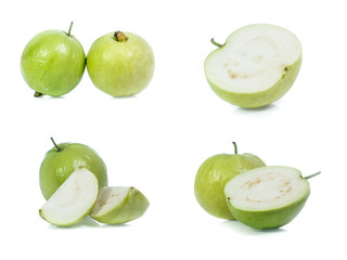 Guava isolated on white background(set)