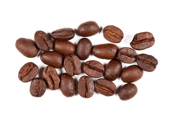 coffee beans isolated on white background.