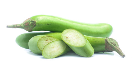 green eggplants on white background