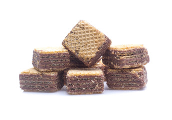 wafer chocolate dessert on white background
