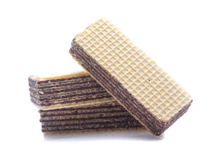 wafer chocolate dessert on white background
