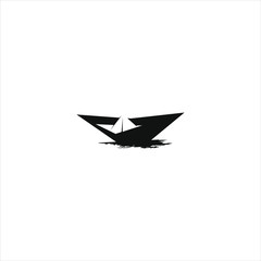 paper boat logo design icon