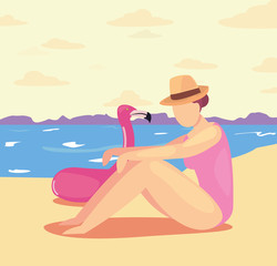 woman summer time vacations design