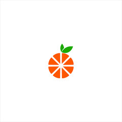 Modern and simple design of the lemon logo icon with the concept  a circle with orange color and green leaves