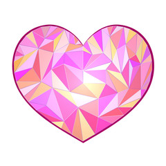 Naklejka na ściany i meble Colored polygonal heart on a white background. Vector illustration.